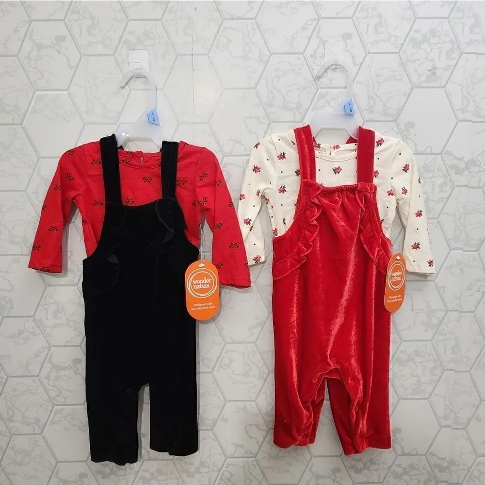 New baby girl Christmas outfit bundle of overall outfit sets